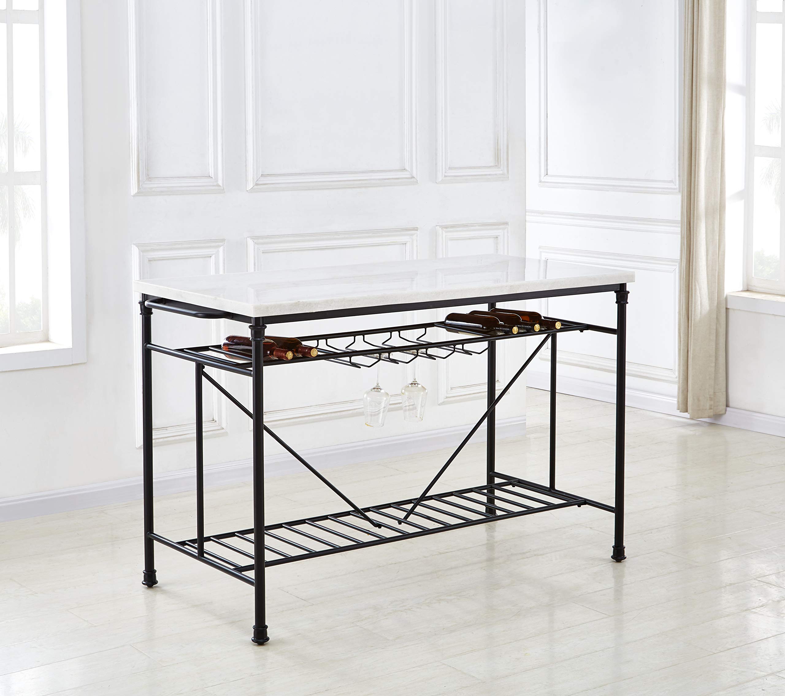 Steve Silver Claire White Marble Top Counter Kitchen Island