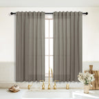 Koufall Taupe Back Tab Rod Pocket Linen Sheer Curtains 52X54 Inch Length