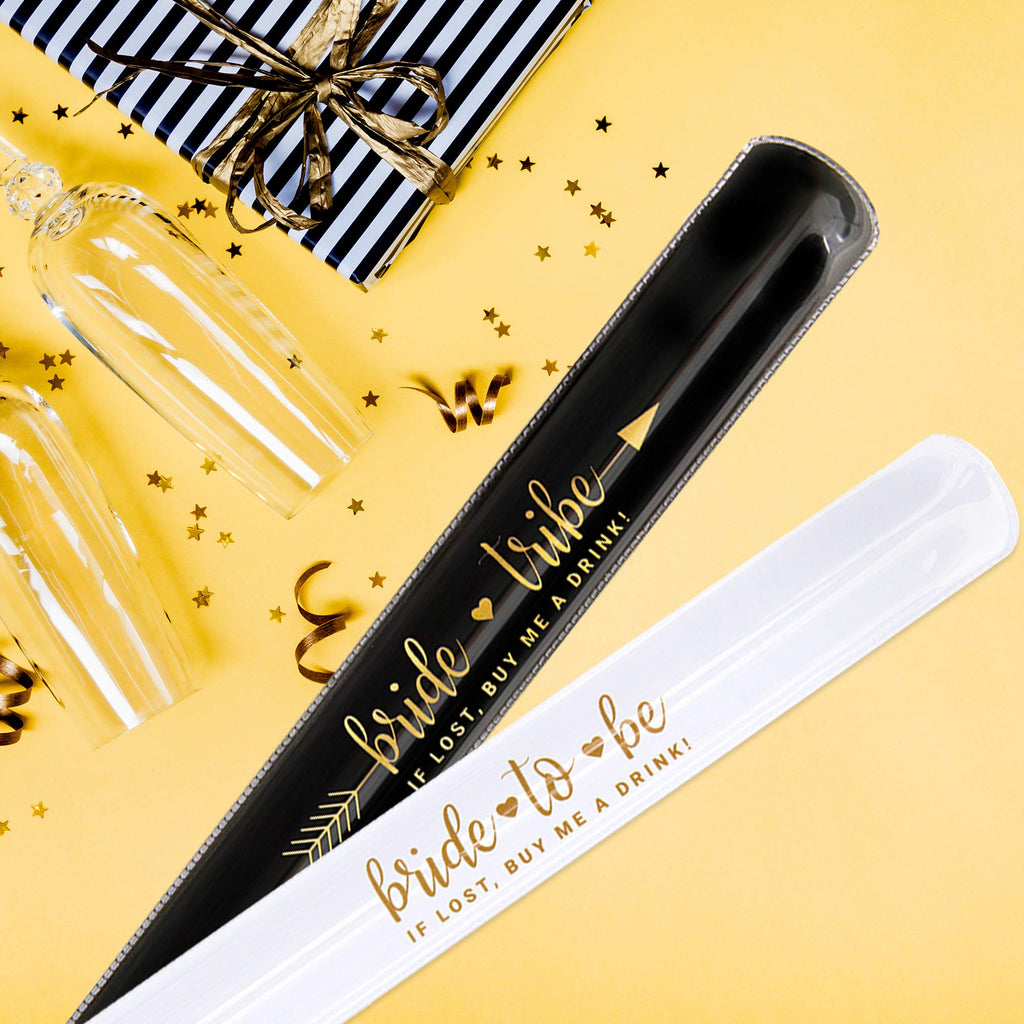 Pop Fizz Designs Bachelorette Slap Bracelets | Bachelorette Party Favors | Bride Tribe Gifts (Black)