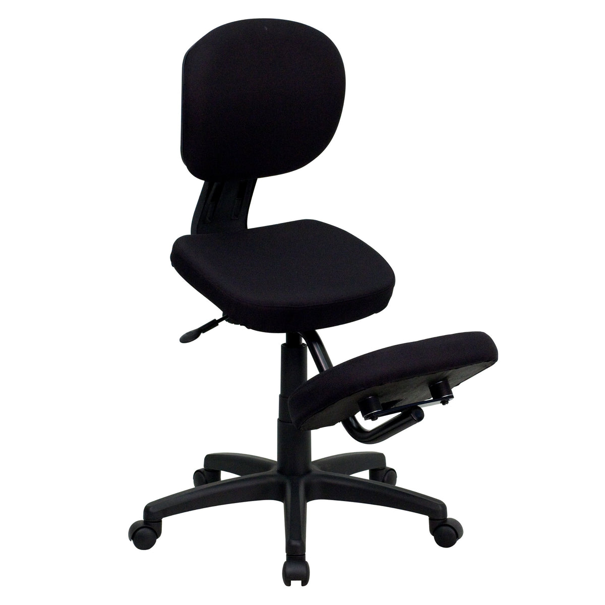 Flash Furniture Tatum Mobile Ergonomic Kneeling Posture Task Office Chair with Back in Black Fabric