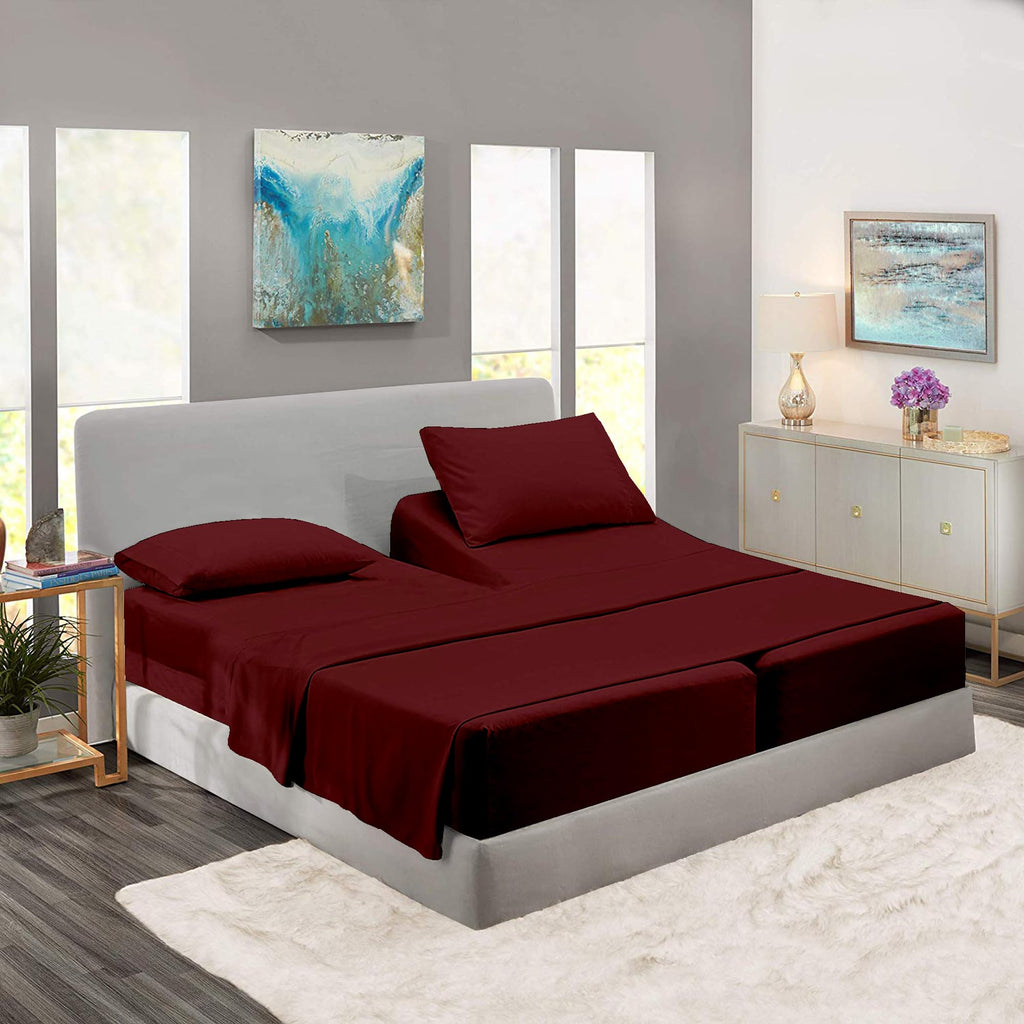 Rajlinen Split King Sheets Sets For Adjustable Bed Cotton, 5 Piece Split King Sheet Set, 600 Tc Egyptian Cotton Sheets, Luxury S