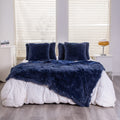 Yusoki Twin Size Faux Fur Throw Blanket(Navy Blue,60'' X 80''),Whithout Pillows,Winter Lightweight Plush Fuzzy Soft Cozy Microfi