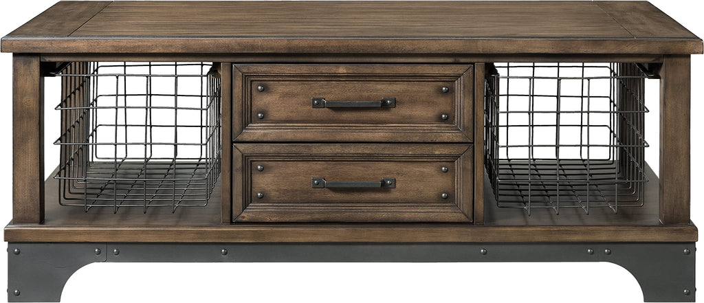 Intercon Whiskey River 50" Wide Drawers and 2 Open Shelves, Gun Powder Gray Coffee Tables