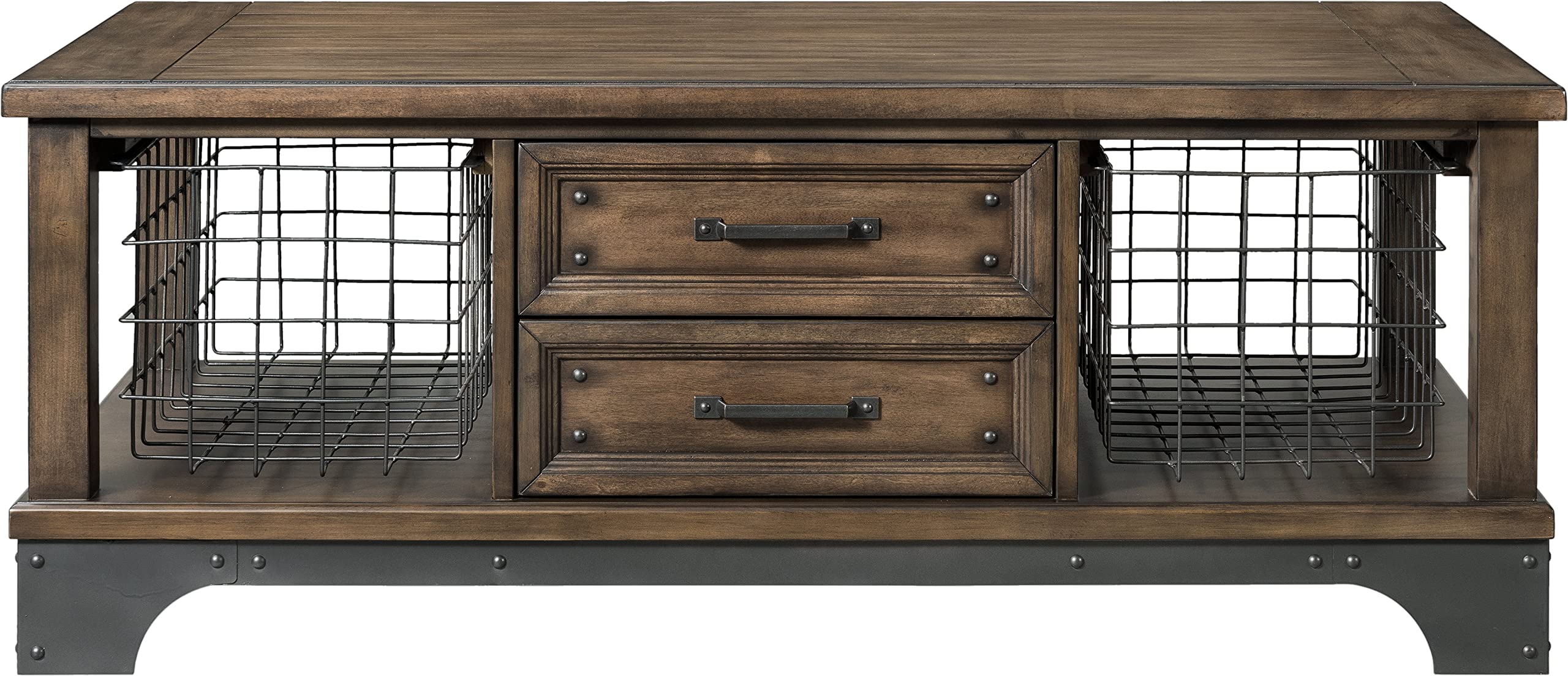 Intercon Whiskey River 50" Wide Drawers and 2 Open Shelves, Gun Powder Gray Coffee Tables