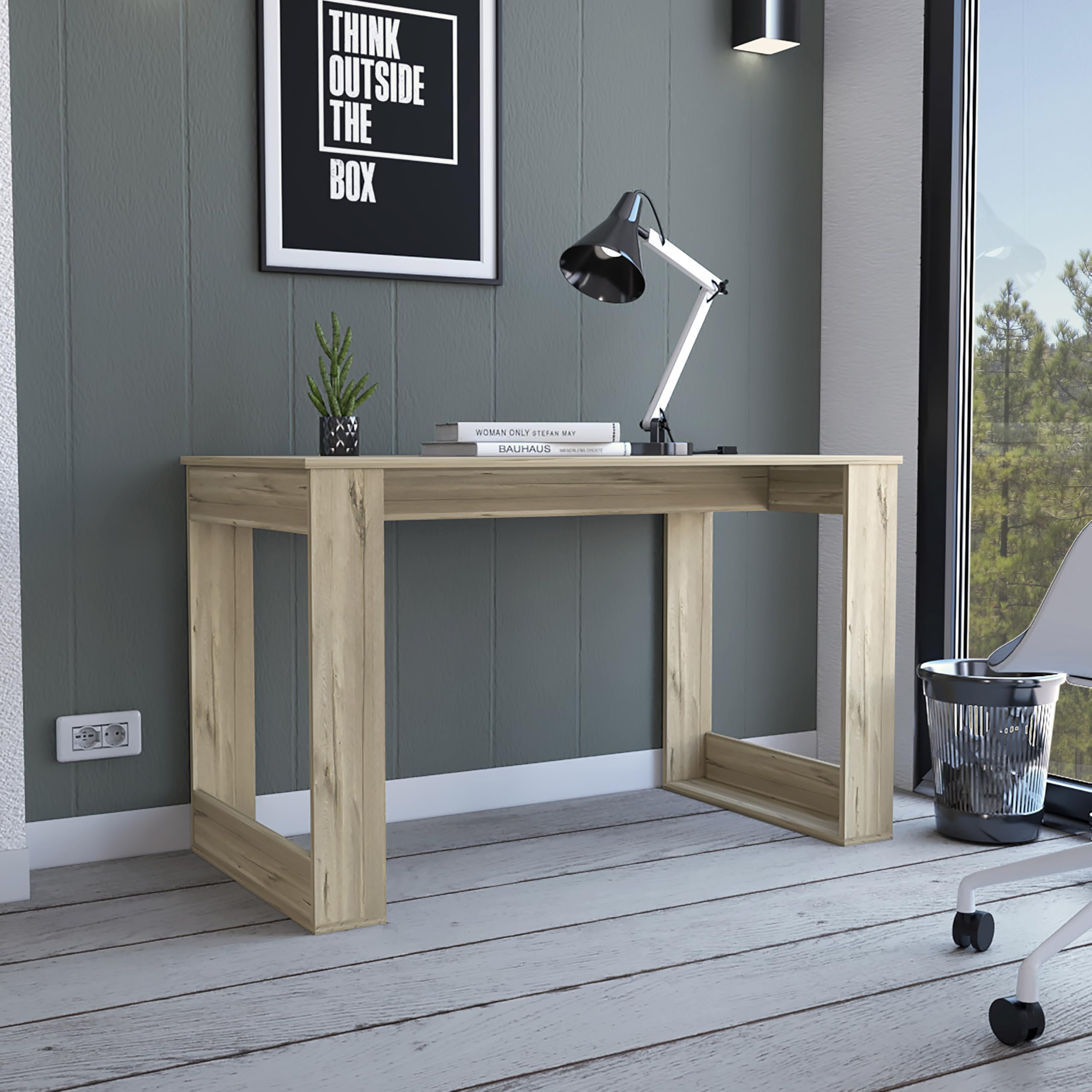 Melb Writing Desk 28.7&quot;H x 47.2&quot;W - Light Oak, Ample Workstation, Sturdy Legs, Compact Design for Home Office