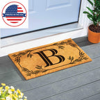 Evergreen Monogram Coir Doormat | Letter D | Front Door Mat For Outdoor Indoor Entrance | 28X16 Inches | Non-Slip Backing Doorwa