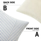 Miulee Light Blue And Beige Patchwork Farmhouse Pillow Covers 18X18 Inch, Pack Of 2 Striped Linen Spring Decorative Modern Accent Pillow Cases For Sofa Couch Bedroom