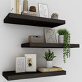 Upassion Floating Shelves for Wall Set of 3, 36'' Black Wall Shelves for Home Decor, Frame Display Wall Mounted Black Floating S