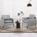 Tyboatle Accent Chair Set Of 2, Grey Leather Accent Chair, Comfy Living Room Chair, Cozy Reading Sitting Chair, Mid Century Mode