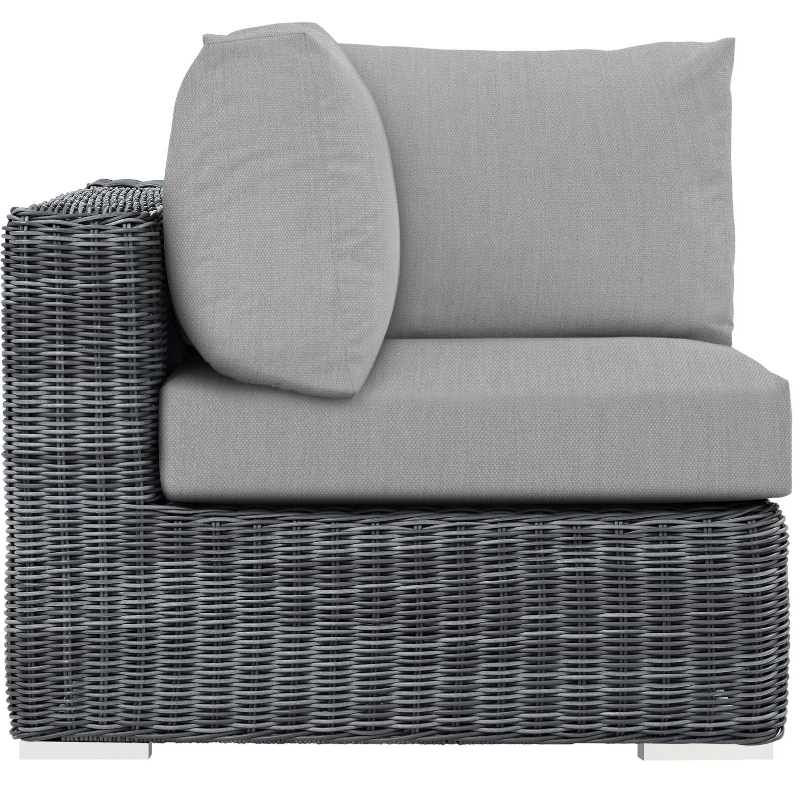 Modway Summon Wicker Rattan Outdoor Patio Sunbrella Corner Sofa - Thumbnail 5
