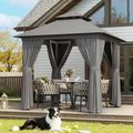 Aoxun 8x8 Outdoor Gazebo for Patio, Metal Frame Canopy Gazebo Double Roof Heavy Duty Small Gazebo, Backyard Gazebo with Mosquito