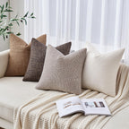 Miulee Burlap Linen Throw Pillow Covers 24X24 Inch Christmas Cream White Decorative Pillow Covers Modern Farmhouse Pillowcases S
