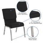 Flash Furniture HERCULES Series 18.5''W Stacking Church Chair in Black Fabric - Silver Vein Frame
