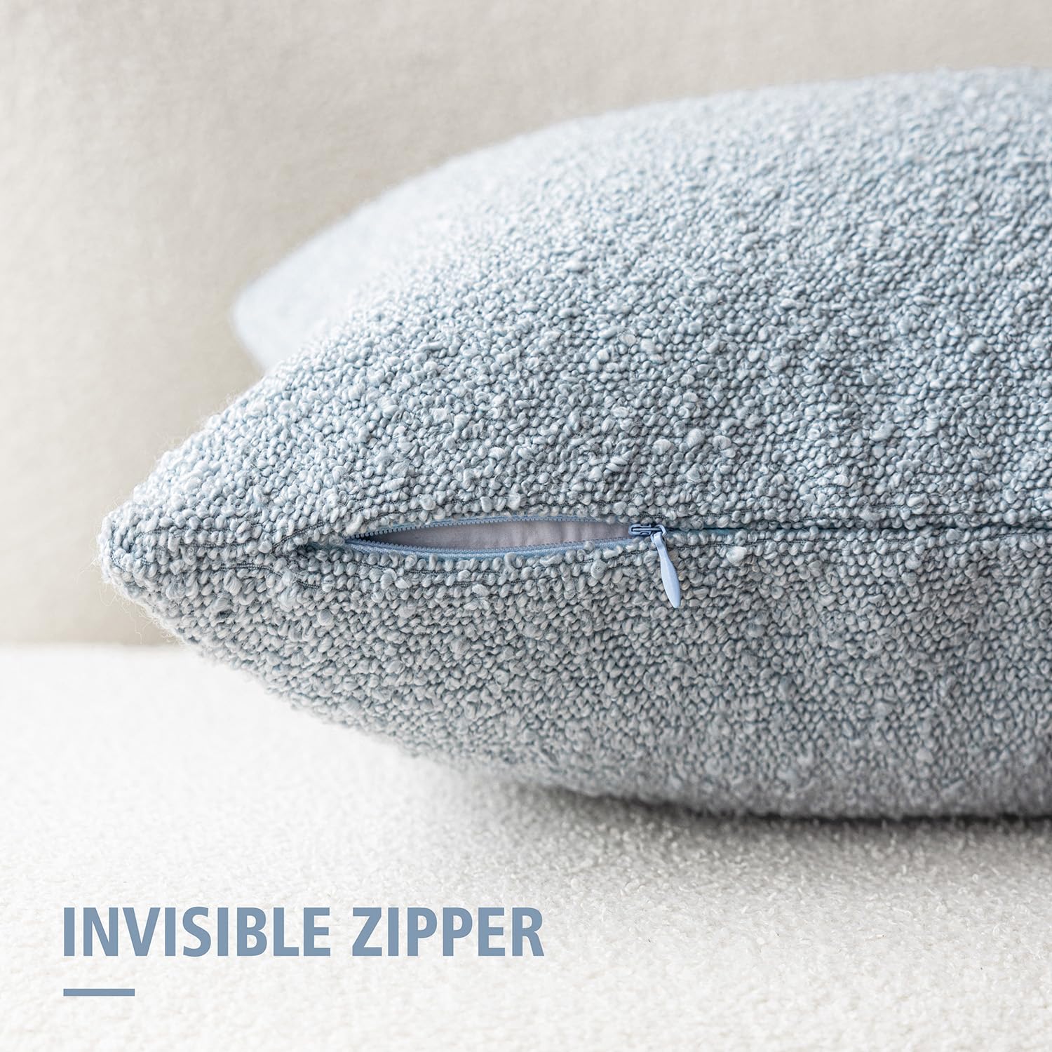 Foindtower Modern Textured Boucle Lumber Throw Pillow Covers Accent Solid Decorative Pillow Cases Cozy Couch Cushion Case For So