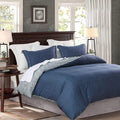 Sleepbella Comforter Twin Size, 600 Thread Count Cotton Navy & Grey Leaves Reveisible Comforter Sets, Down Alternative Bedding S