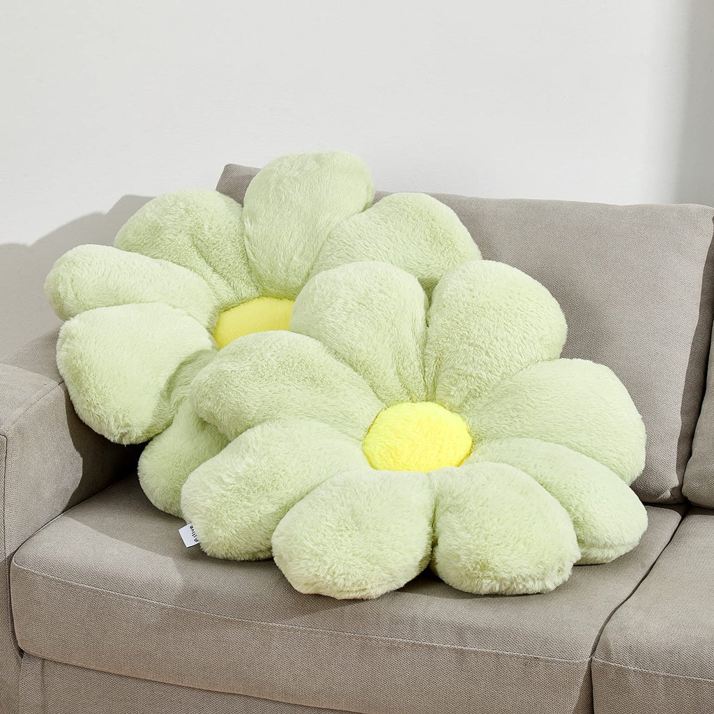 Ailive 21.6In Large Cute Green Flower Pillow Daisy Flower Throw Pillow Floor Pillow Seating Chair Cushion Decorative Pillow Mini