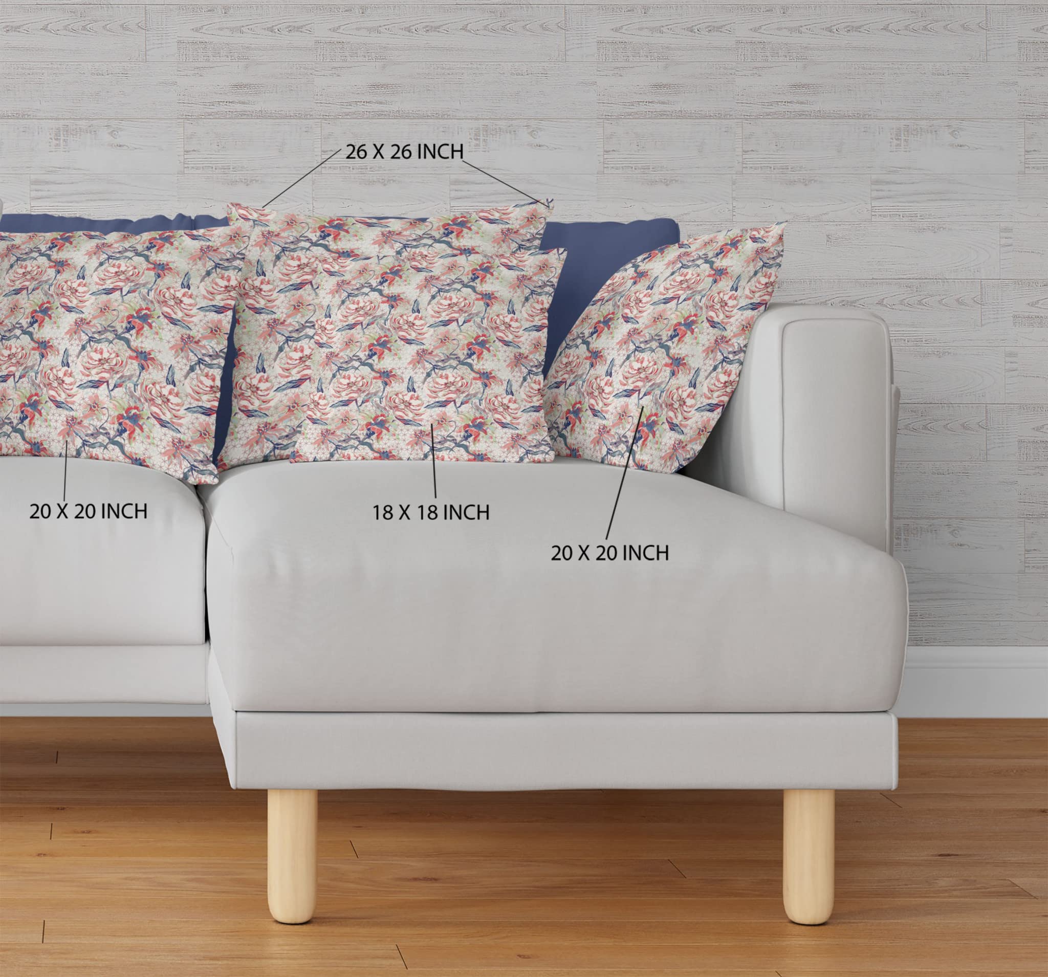 HomeRoots Red Light Green Indigo Broadcloth 16â€ Red Light Indigo Roses Indoor Outdoor Throw Pillow