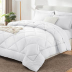 Cozylux King Bed In A Bag 7-Pieces Comforter Sets With Comforter And Sheets White All Season Bedding Sets With Comforter, Pillow