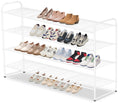AOODA 4 Tier Long Metal Shoe Rack for Closet Wide Stackable Shoe Organizer for Entryway, Bedroom, Floor, Holds 30 Pairs Men Snea