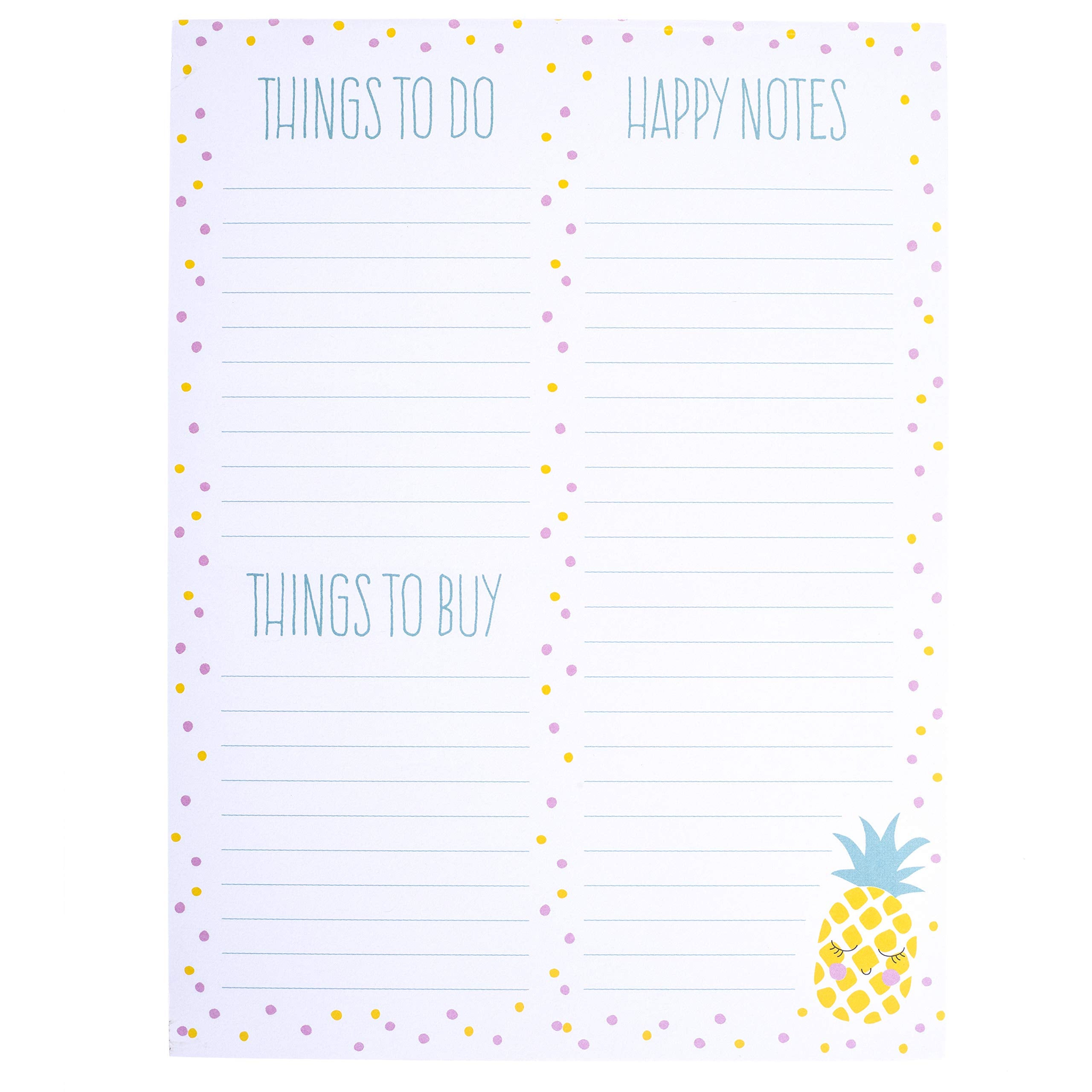Graphique Pineapple Face Large Notepad - Fun Notepad W/ 150 Lined Custom Sheets To Stay On Task: Take Notes, Recall Important Re