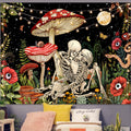 Accnicc Mushroom Skull Tapestry Skeleton Floral Tapestries Flower Plant Tapestry For Bedroom Aesthetic Hippie Cool Nature Moon S