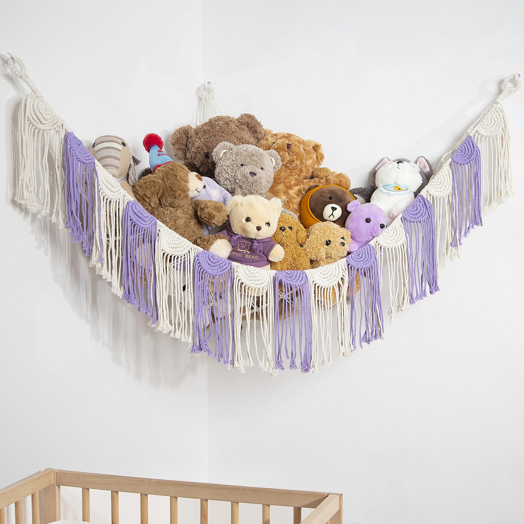 Amdermi Stuffed Animal Hammock Corner Hanging Net for Stuff Animal Storage Toy Organizer for Kids Room Stuffed Animal Toy Hammo