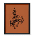 Poster Master Brown Rodeo Poster - Retro Cowboy on Bucking Horse Print - Cowboy Art - Western Art - Wild West Art - Gift for Him