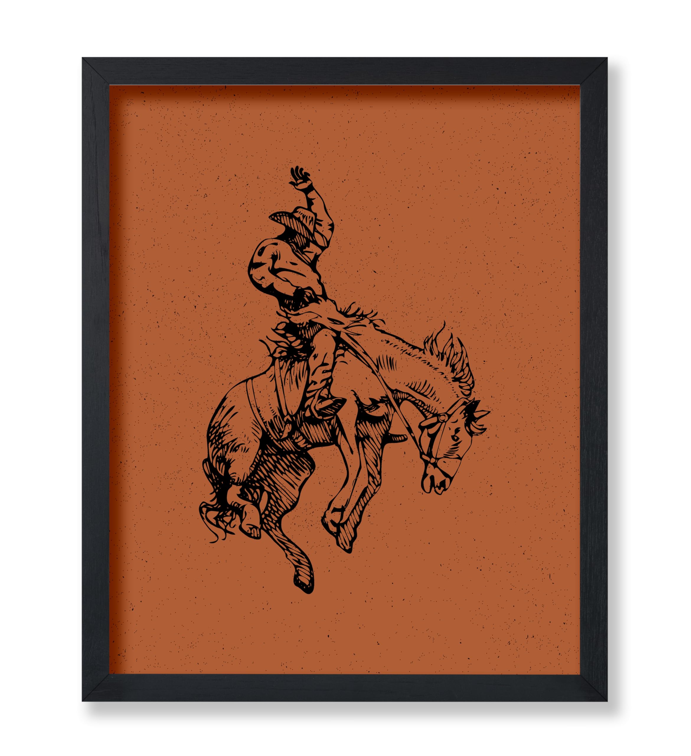 Poster Master Brown Rodeo Poster - Retro Cowboy on Bucking Horse Print - Cowboy Art - Western Art - Wild West Art - Gift for Him
