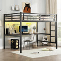 Bellemave Loft Bed Full Size with Desk, LED Lights,Charging Station, Full Size Metal Loft Bed Frame, Full loft Bed for Adults, K