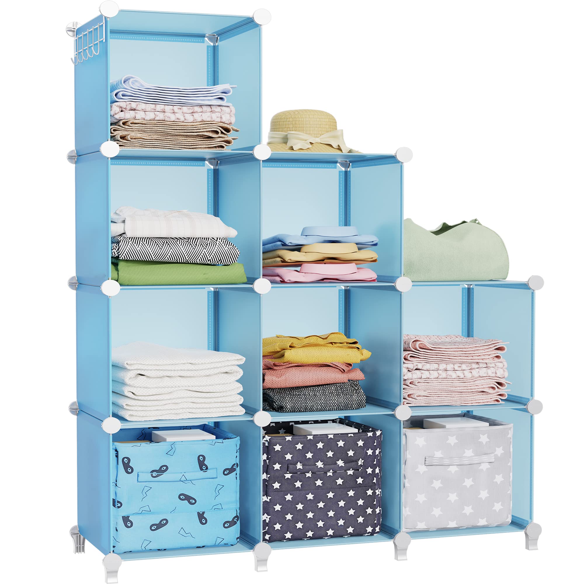 Homidec Closet Organizer, 9-Cube Closet Organizers And Storage, Portable Closet Storage Shelves,Closet Organizer Storage Shelves, Clothes Storage Organizer For Garment Racks, Closet, Wardrobe, Blue