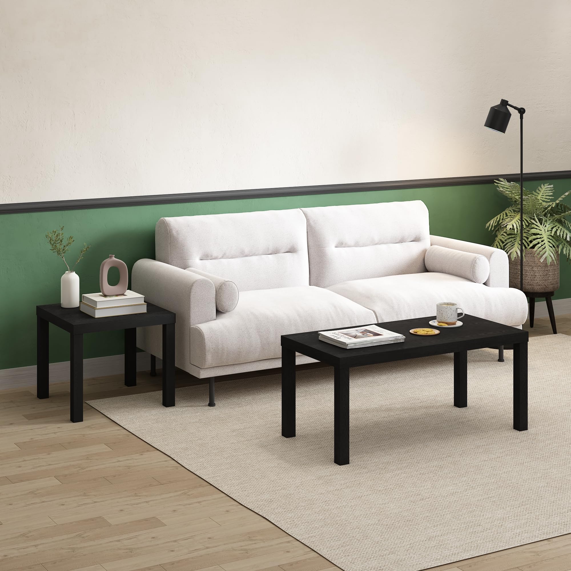 Furinno Classic Homey Square Parsons Side End Table, 1-Pack, Black