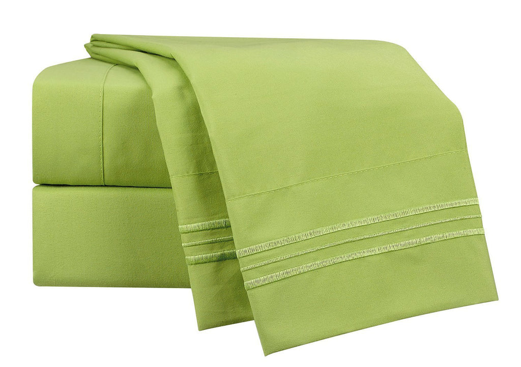 Clara Clark Bed Sheets, Premier 1800 Series 4 Piece Bed Sheet Set, Deep Pocket, Wrinkle, Fade, Stain Resistant, Luxury Soft Bedding Sheets & Pillowcases, California King, Garden Green