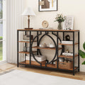 GiftGo 47 Industrial Console Tables for Entryway Rustic Sofa Table Behind Couch 4 Tier Wooden Shelves Entry Table with Storage f