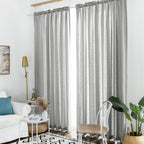 Melodieux Silver Gray Semi Sheer Curtains 108 Inches Long for Living Room Bedroom, Extra Long Linen Look Rustic Rod Pocket Sheer
