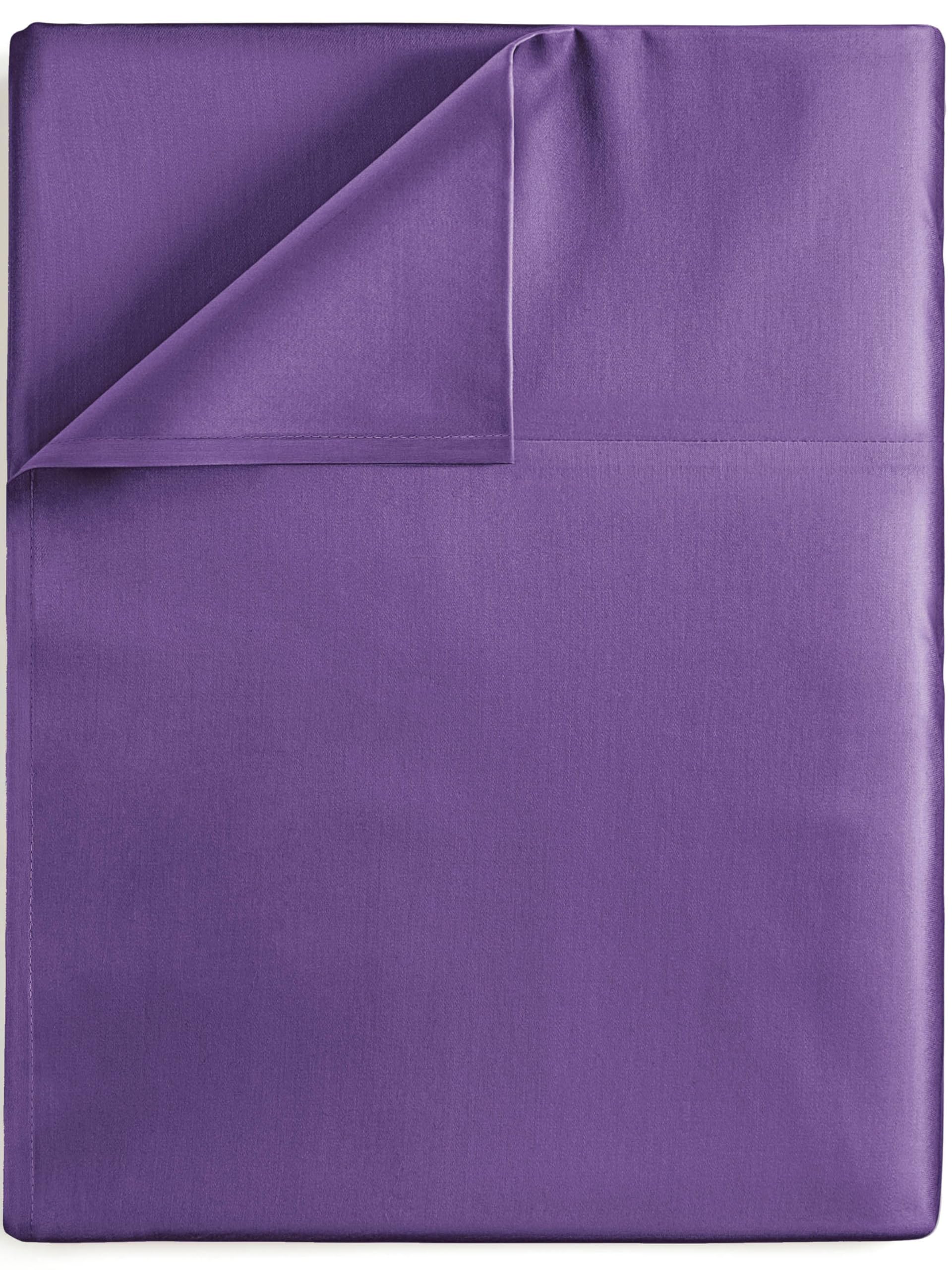 Full Size Flat Bed Sheet - Hotel Luxury Single Flat Sheet Only - Wrinkle Free & Fade Resistant Flat Sheet - Extra Soft, Breathable Bedding For Women, Men, Kids & Teens - Purple Flat Sheet Only