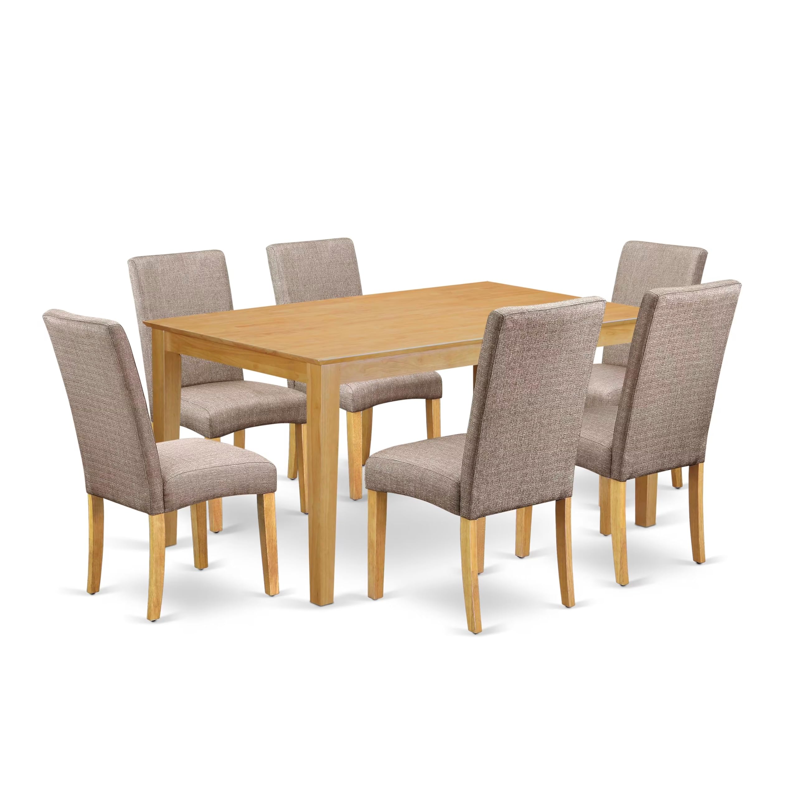 East West Furniture Cadr7-Oak-16 7 Piece Dining Room Table Set Consist Of A Rectangle Kitchen Table And 6 Dark Khaki Linen Fabric Parson Dining Chairs, 36X60 Inch, Oak