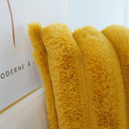 Jojusis Pack Of 2 Faux Fur Plush Decorative Throw Pillow Covers Couch Cushion Case Soft Fluffy Pillowcases Wide Stripe (Yellow,