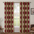 Homeideas Burgundy And Beige Wave Room Darkening Curtains 52 X 84 Inch Long Jacquard Grommet Window Curtains Drapes For Living R