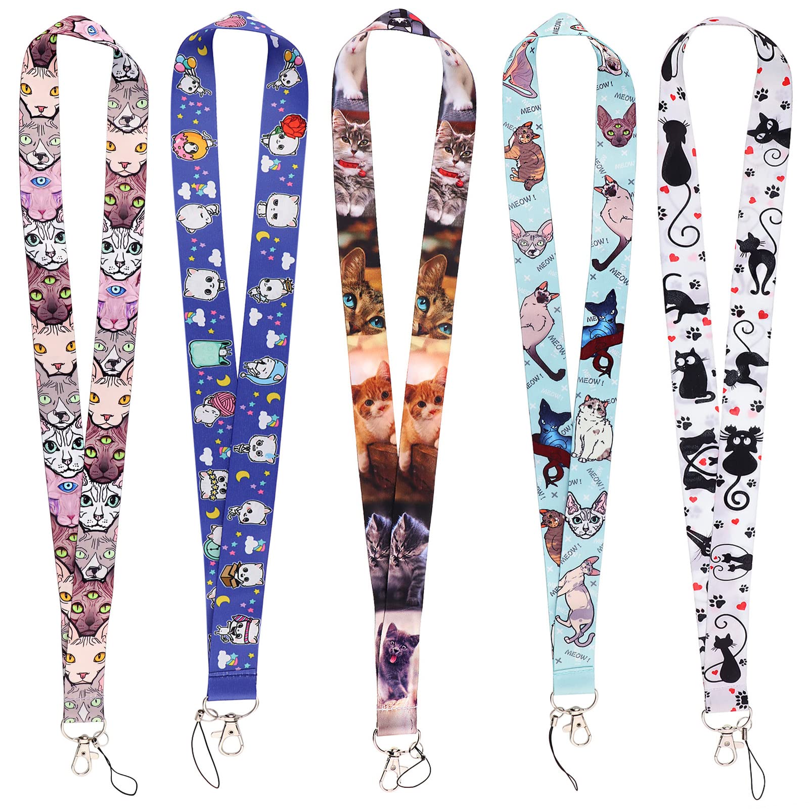 Yansitu Cute Cats Neck Lanyards Strap For Keys Id Badge Kawaii Keychain Lanyards For Women Girls Teachers Kids, Multicolor Key L