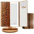 RoLeDo 3 Folds Lighted Vanity Makeup Mirror, 72 LED Makeup Mirror with Lights, 2X/3X/10X Magnification, Touch Screen 3 Color Lig