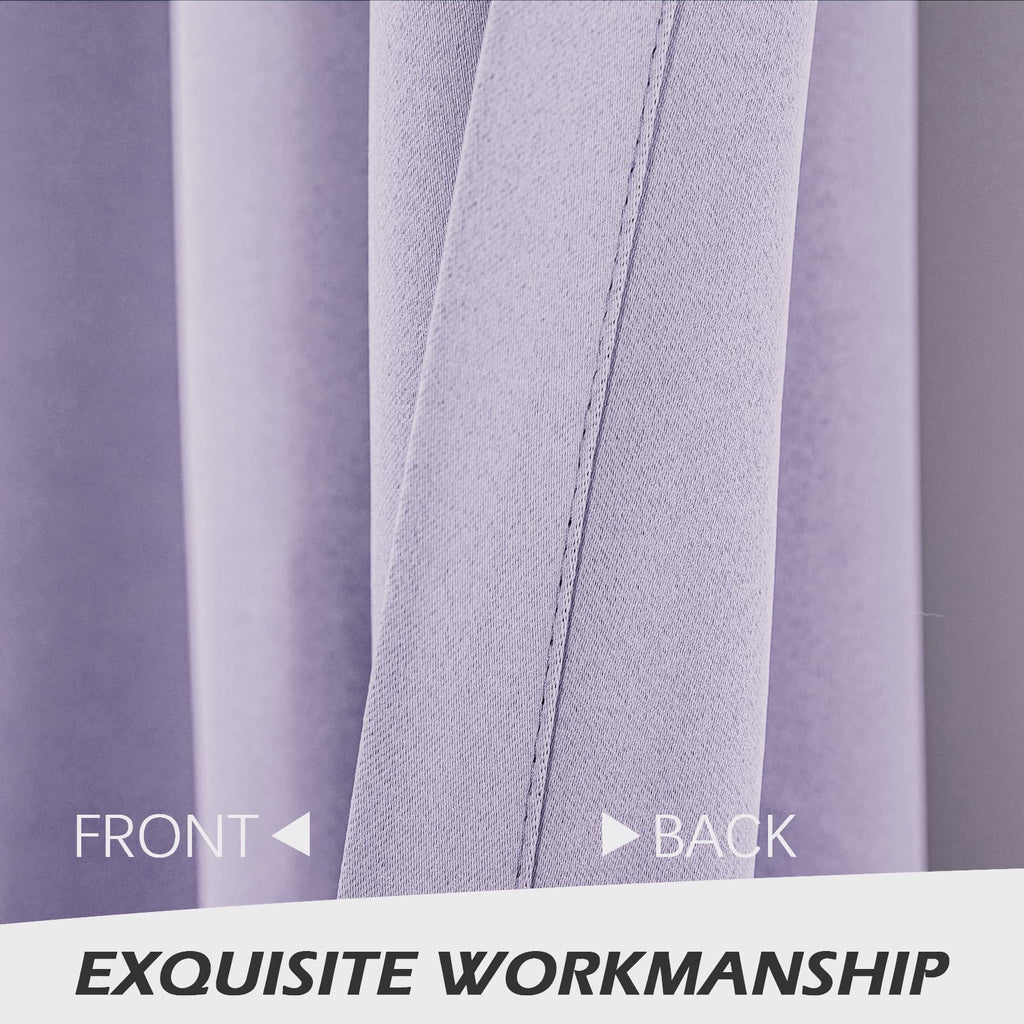 Mysky Home Light Purple Curtains For Girls Room Blackout Curtain For Bedroom Kitchen Windows, Grommet Top Room Darkening Curtains, Thermal Insulated Curtain, 1 Curtain Panel, 42 X 45 Inch, Lilac