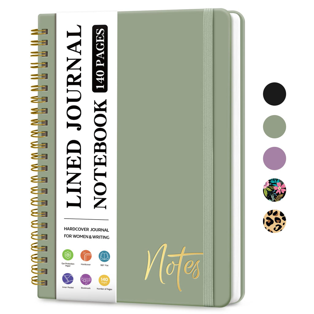 Zotia Lined Spiral Journal Notebook For Women, A5 College Ruled Journals For Writing, Hardcover Notebooks For Work, Note Taking