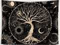 Sarbuter Tenacious Tree Of Life Tapestry Sun And Moon Tapestry Black And White Tapestry Star Wall Hanging Decor For Bedroom (200