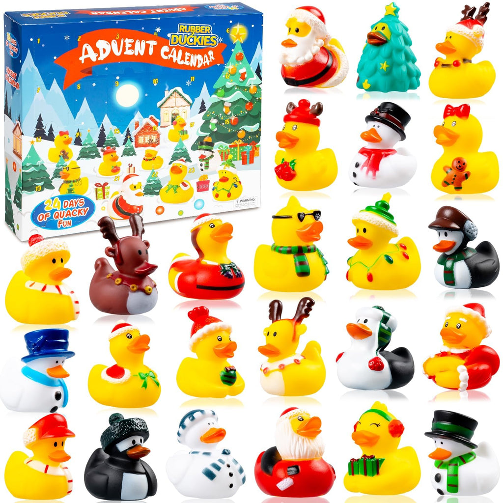 2024 Advent Calendar Christmas Ducks - 24pcs Rubber Duck Advent Calendar 25 Days of Christmas Countdown Toys for Christmas Party