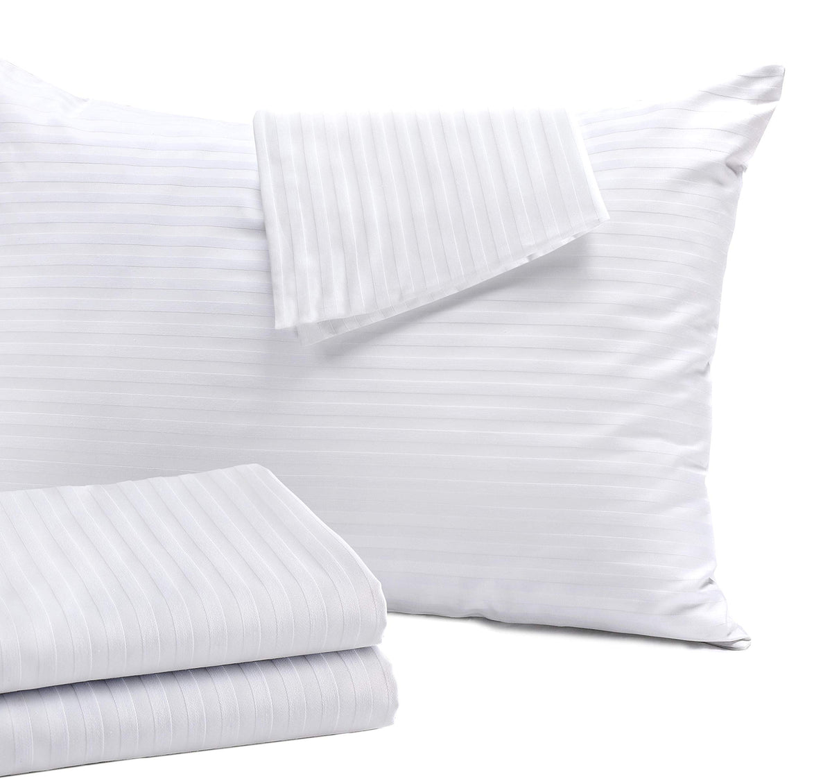 8 Pack Pillow Protectors Standard 20X26 Inches Cotton Sateen 50/50 High Thread Count Standard Zippered White Hotel Quality Cover