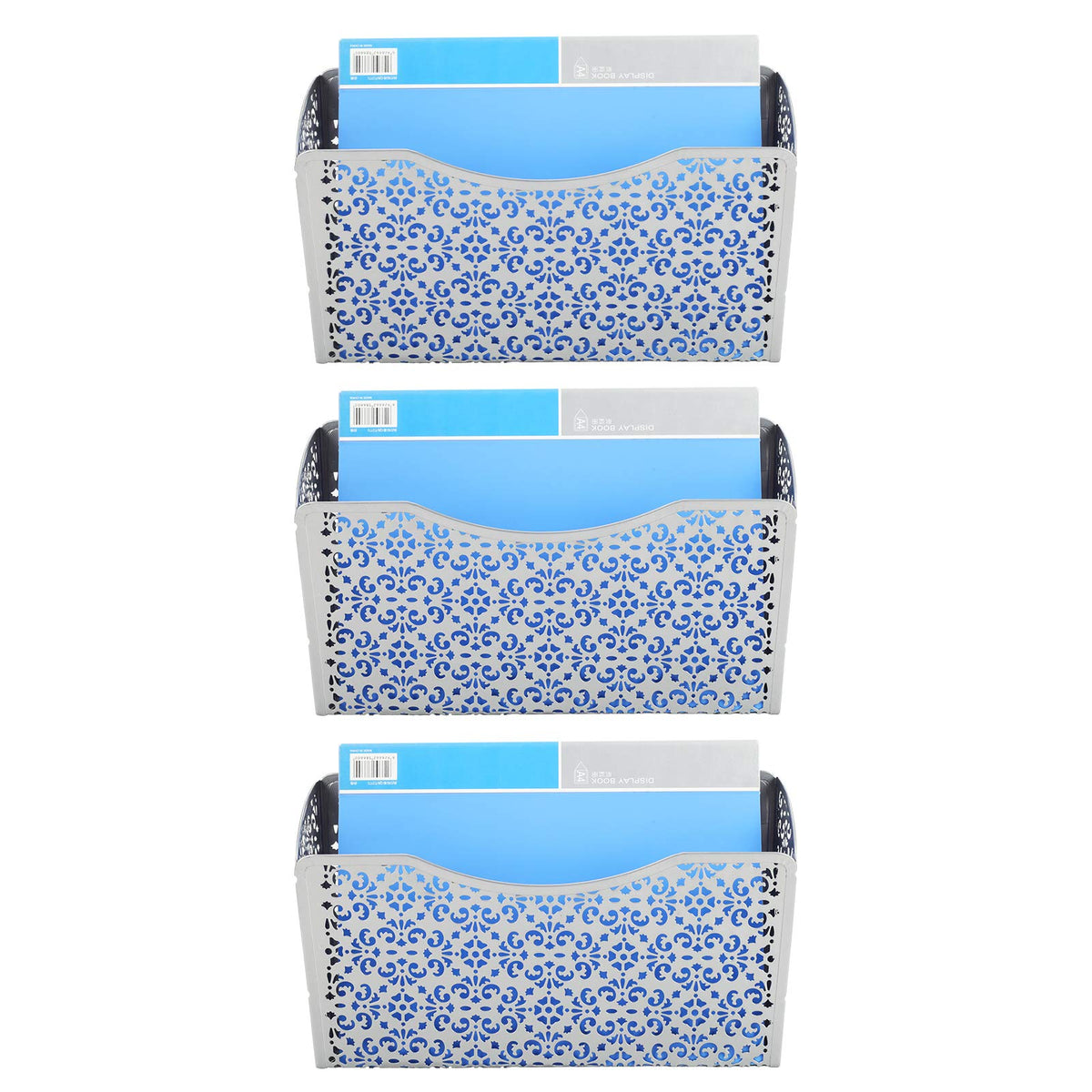 Easypag 3 Pockets Hanging Vertical Wall File Organizer Holder Rack,Silver