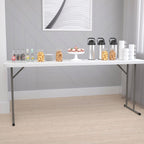Flash Furniture Kathryn 6' Plastic Folding Training and Event Table, Rectangular Folding Training Table with 220-lb. Static Weight Capacity, White