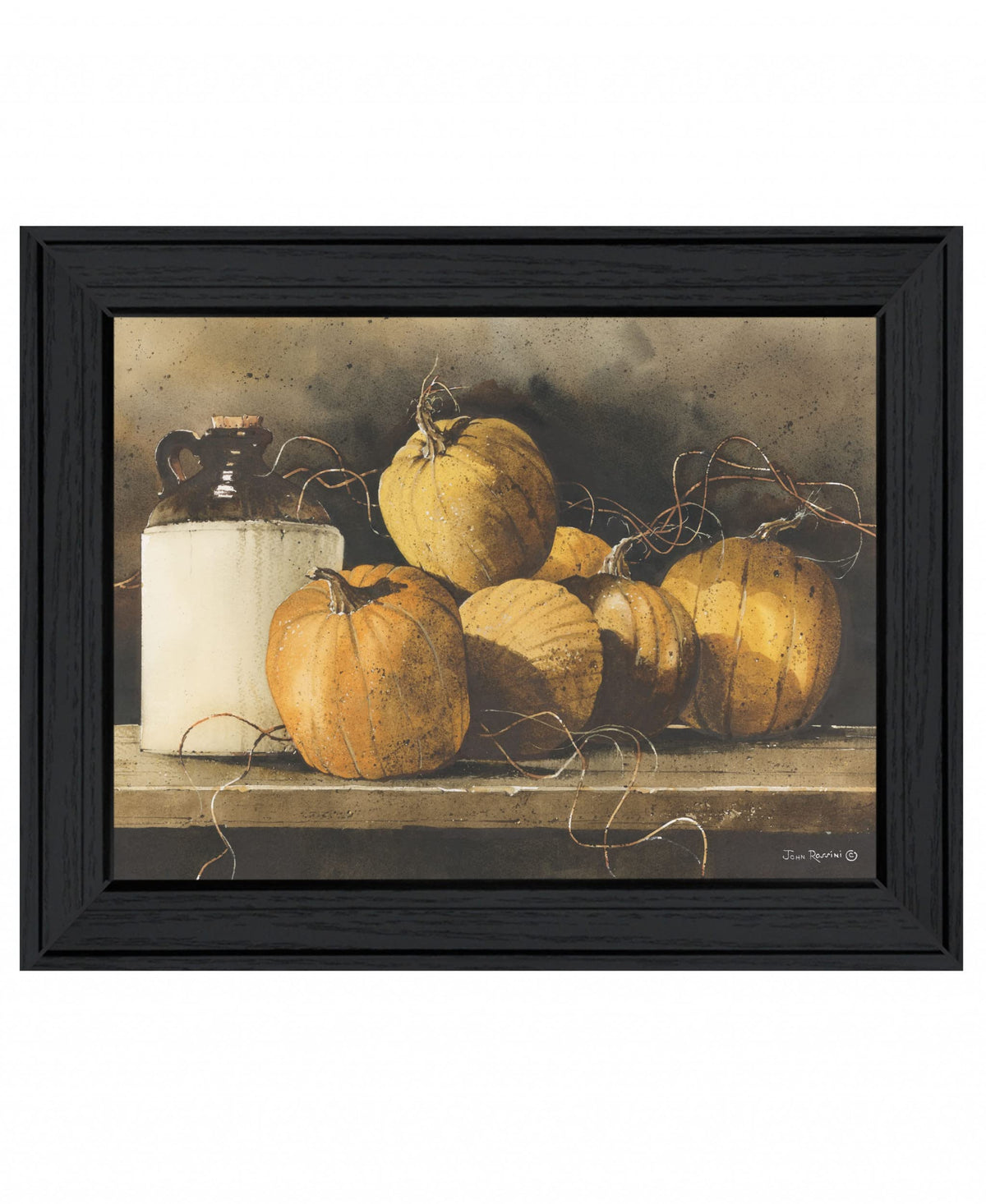 Jugs And Pumpkins 1 Black Framed Print Wall Art