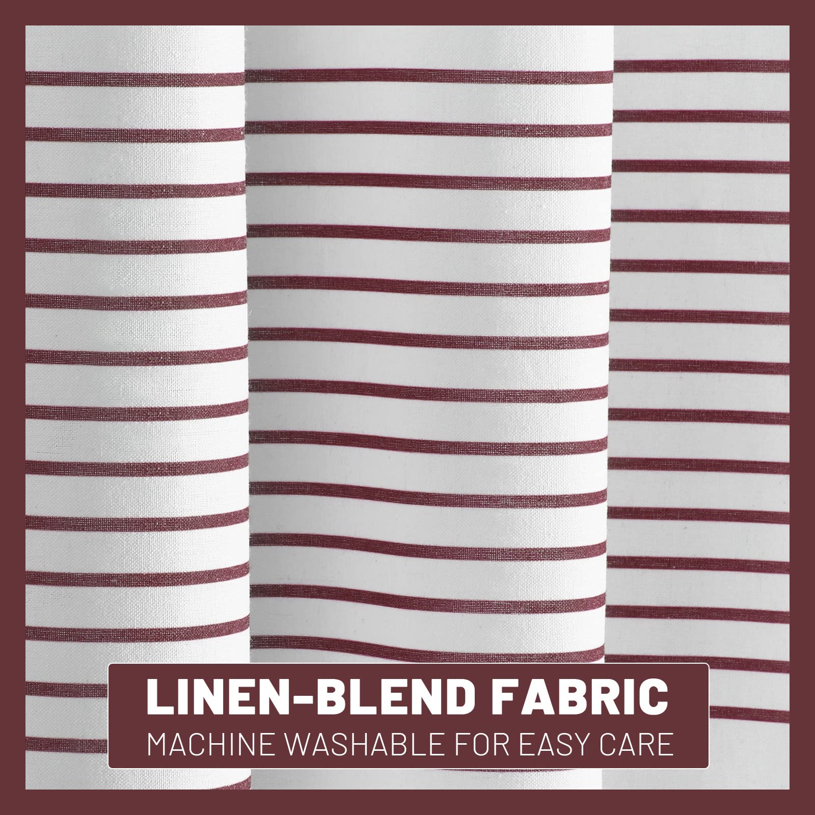 Awellife Red Burgundy Shower Curtain For Bathroom Stripe Tassel Maroon Shower Curtain 72 X 72 Inches Farmhouse Linen