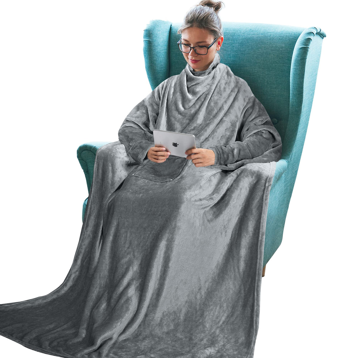 Tirrinia Wearable Blanket Adult, Sunggle Blanket With Sleeves, Reading Full Blanket, Cozy Tv Blanket, Gift Idea For Women Men Mo